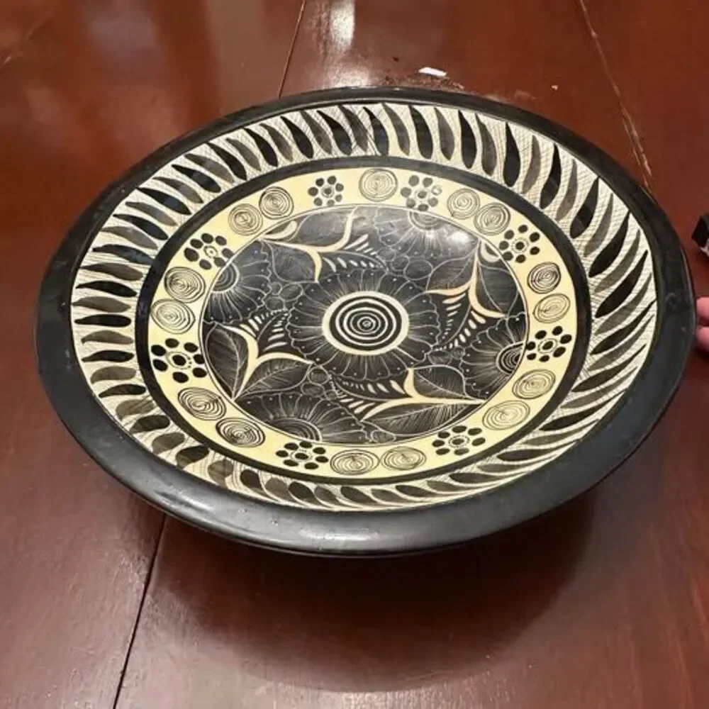 Hand Painted Wood Decorative Bowl
